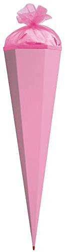 Schultüte - Rohling - rosa Größenwahl 35 cm bis 100 cm mit Holzspitze - Zuckertüte ALLE Größen - Roth - zum Basteln, Bemalen und Bekleben Bastelschultüt