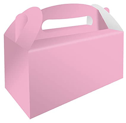 Henbrandt 12 x Baby Pink Large Party Box for Baby Shower Birthday Wedding Hen Night Pink Gift Box for Party Favours Goodies and Treats Empty Cardboard Picnic Boxes for Food
