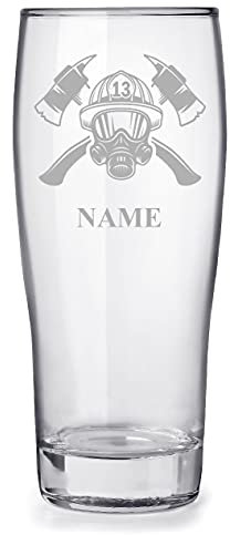 Bierglas mit Gravur und Name personalisiert, mit Feuerwehr Feuerwehrmann Motiv V1