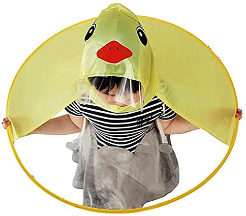 Imperméable pour enfants, imperméable de canard de dessin animé et chapeau de parapluie UFO imperméable pour bébé filles et garçons Poncho chapeau de pluie (Yellow, S)