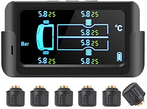 ZFFLYH Universal Truck TPMS with 4/6 External Sensors 8.5 Bar Tire Pressure Monitor Solar Charging Monitor TPMS Tyre Pressure Sensor,6 wheels,8.5bar
