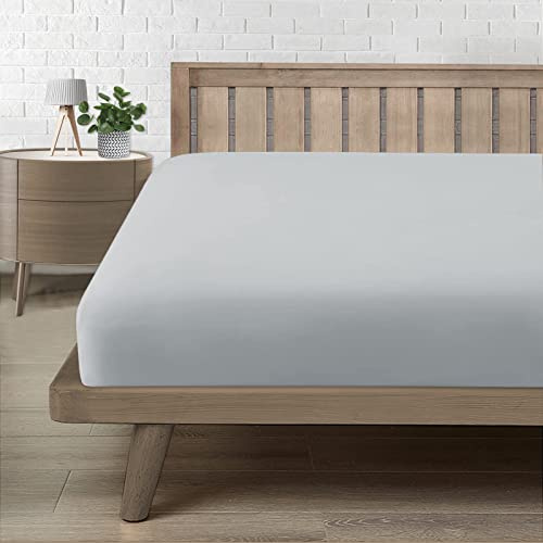 Spannbettlaken 120x200cm, Bettlaken 120x200 bis 30cm - Oeko-Tex Zertifiziert - Premium 100% Mikrofaser Weiches Spannbetttuch Leintuch Ganzjährig - Hellgrau