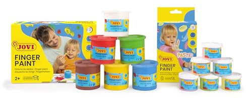 Jovi - Kit pintura de dedos - 12 botes: 6 Colores surtidos de 125 mililitros y 6 colores pastel de 35 mililitros, sin gluten, pintura lavable, apto para niños a partir de 24 meses(P560)