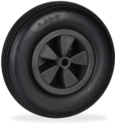 Relaxdays Roue de brouette 3.50-6, Caoutchouc PU, Acier Jante PP, increvable, Charge maximale : 100 kg, Noire