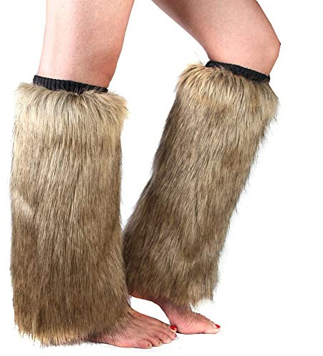 LICHENGTAI Beinwärmer Plüsch Damen Mädchen Furry Fuzzy Beinwärmer Strümpfe Winter Warm Beinlinge Stulpe für Karneval Halloween Fasching Mottoparty Verkleidung Theater