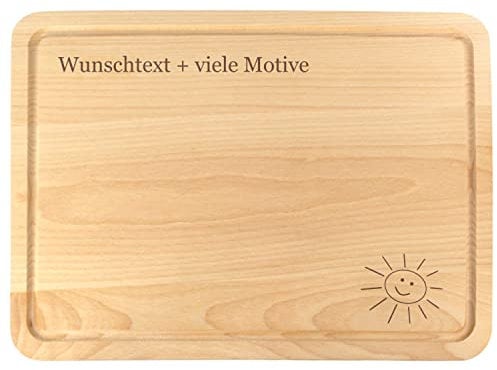 Schneidebrett Holz mit Saftrille und personalisierter Gravur - Spruch, mit Name und Motiv - individuelles Holzgeschenk, Holzbrett mit Auffangschale, Schneidebretter groß & massiv