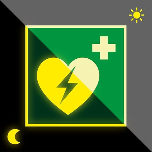 Schild | PERMALIGHT power langnachleuchtend Rettungszeichen Automatisierter externer Defibrillator (AED), ASR/ISO, Kunststoff, 200x200mm