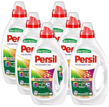 Persil Color Kraft-Gel (6 x 20 Waschladungen), Flüssigwaschmittel mit Tiefenrein Technologie, Colorwaschmittel für reine Wäsche und hygienische Frische für die Maschine, wirksam ab 20 °C