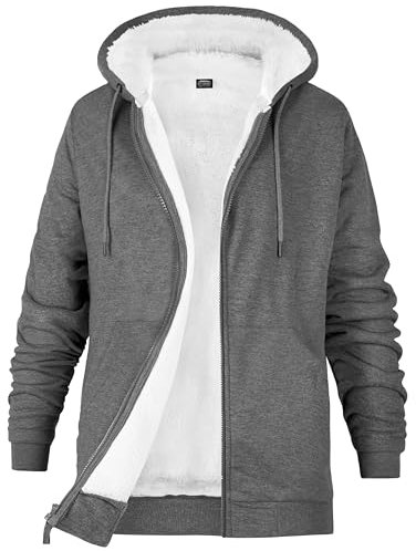 CityComfort Felpe con Cappuccio da Donna, Felpa Donna Invernale con Zip Foderata in Pile Sherpa, Abbigliamento Caldo e Morbido, 2 Tasche, S-XL (Grigio Scuro, S)