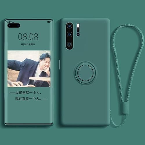 nulala Custodia compatibile con Huawei P30 Lite, custodia magnetica originale in silicone liquido, custodia protettiva antiurto militare per Huawei P30 Lite verde scuro