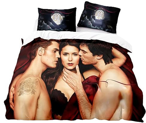 Agmdno Vampiariesre Bettwäsche-Set,Bettbezug 135x200 cm+Kissenbezug 80x80cm,Jugendliche Mädchen Kinderbettwäsche Twilight Saga,vsco Deko (B,135x200/50x75x1)