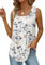 Cuptacc Top Damen Casual Ärmellose Bluse Tunika Damen 2025 Sommer Loose Fit Tank Top Lang Weiße Blumen Groß L 42-44
