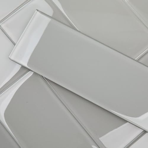 Lovdeco Wandfliesen, Glas, für Badezimmer, Küche, Dusche, 10,2 x 30,5 cm, 12 m², Warmgrau
