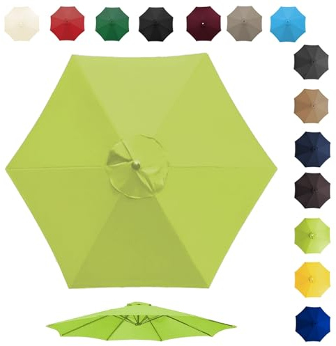 Toile De Rechange Pour Parasol De 200cm 270cm 300cm 6/8 Baleines, Auvent De Rechange Pour Parasol D'extérieur, Polyester Anti Uv 50+, Résistant À La Décoloration(Color:Grass green,Size:8 ribs-3m(9.8ft