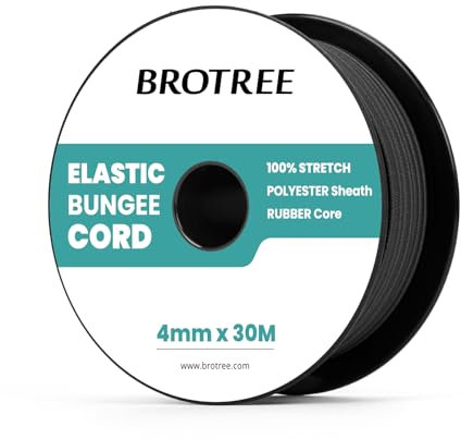 Brotree Gummiseil Expanderseil 4mm x 30m Schwarz - Planenseil Spanngummi Spannseil Wetterfest für Plane, Anhängerplane, Zelte, Camping, Netz