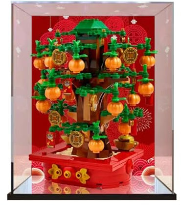 Acrylic Display Box for Lego 40648 Money Tree Model, Clear Dustproof Block Organizer (Box Only) (Lego Set Not Included) (Back-Painted Version)