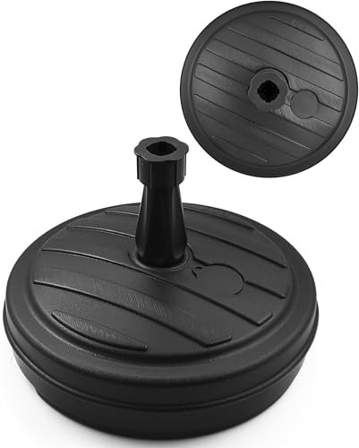 Schirmständer Schirmhalter Sonnenschirmständer - Ständer aus Kunststoff Rund 13L - Garten, Terrasse, Strand - Sonnenschirmfuß befüllbar mit Sand, Wasser, oder Kies - für Schirm, Flagge, Mast (Schwarz)