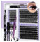 Lash Extension Kit 3D Thick Lash Clusters Kit 280pcs Eyelash Extension Kit 10-18mm 70D+90D D Curl DIY Lash Extension Kit with Lash Bond and Seal, Lash Remover (KIT-70D+90D-MIX10-18mm)