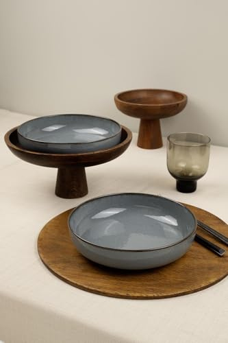Kütahya Porselen Modern Porzellan-Schüssel-Set, stilvolle Schüssel | Spülmaschinenfest | Frühstücksteller, Salat, Dessert etc. für kleine Teller (Blau, 20 cm Schüssel (2x)