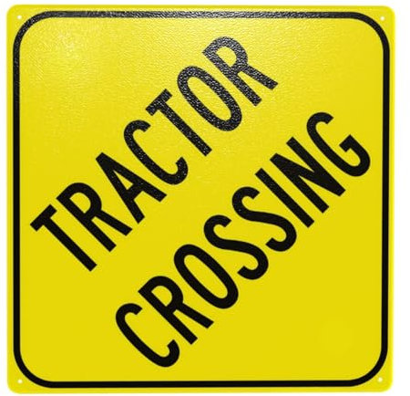 Tractor Crossing Warnschild, 30cm x 30cm Sicherheitsschilder aus Metall, Schilder für Innen- und Außenwanddekoration Sicherheitszeichen