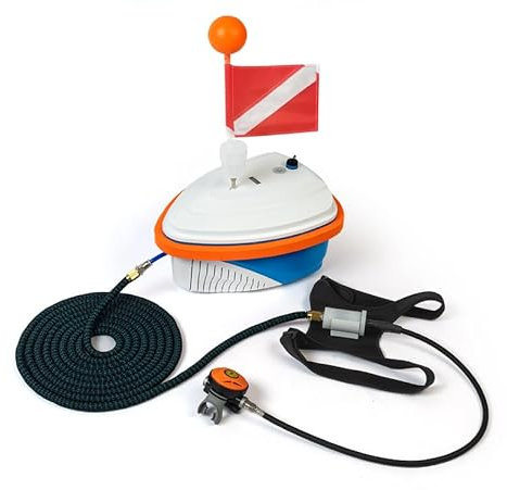 DGLUYUDV Tauchventilator, unterstützt 2 Taucher, wiederaufladbar, wasserdichter Luftkompressor mit 18,3 m langem Schlauch, Tauchsystem für Freizeit-Tauchen, Angeln, 6H
