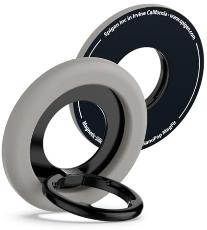 Spigen NanoPop MagFit MagSafe Ring Magnet Halterung, 135° Verstellbarer Ringhalter für iPhone 17/16/15/14 Pro Max Air, MagSafe Hülle für Pixelsnap Pixel 10 Pro Fold XL, Samsung Galaxy S25 Ultra - Grau