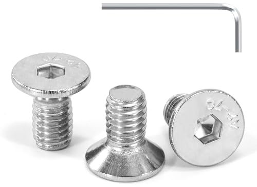 Tunejoy Tornillo Avellanado M5 x 10 mm Tornillos de Cabeza Avellanada Hexagonal de Acero Inoxidable A2 V2A Norma DIN 7991 con llave Allen Rosca Completa 30 Piezas
