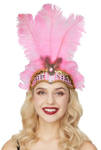 Fascinator Damen Federn Blau Feder Kopfschmuck Feder Stirnband Flapper Stirnbänder Cosplay Haarband Karneval Party Kopfschmuck Vintage Feder Haarreif Feder Kopfbedeckung Kostüm (One Size)