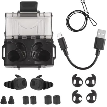Auricolari tattici Bluetooth con riduzione del rumore, auricolari elettronici Airsoft, riduzione del rumore, per paintball e caccia CS. (BK)