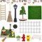 Miniatur Garten Zubehör,Mini Garten Möbel Deko Set für 1:12 Puppenhaus,mit Miniatur Kunstrasen Zaun Bank Holzleiter Baum Straßenlampe Besen,Miniaturgarten Mini Ornament