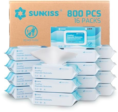 SUNKISS Trustplus Lingettes pour Adultes, Lingettes Nettoyantes Extra Épaisses 20 x 30 cm pour le Corps avec Aloès pour Incontinence et Hygiène Intime, Parfumé, 800 Unité