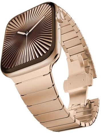KADES 42mm(series 10) 41mm 40mm 38mm Compatible with Apple Watch Strap, Man Women Solid Stainless Steel Link Bracelet metal band for iWatch Series 10/9/8/7/6/5/4/3/2/1/SE, Original Gold