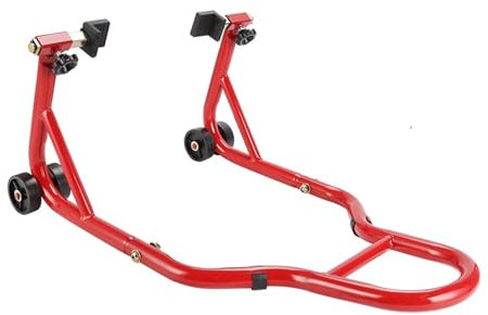 NADCFN Lift Stand Motorcycle Wheel Stand 2 in 1 Universal Rear Paddock Stand Motorcycle Bike U-Shape L-Shape Bracket Hook Holder Chain Lube(Red)