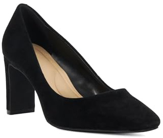 Dune London Ladies Arriving Wide Fit High Block Heel Court Shoes Suede