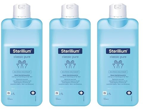 Bode Sterillium Classic Pure Händedesinfektionsmittel, farbstoff- und parfümfrei, für hygienische Handdesinfektion, 3 x 1000 ml