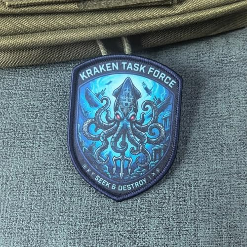 Patches Klett Mythologische Krake Klettpatch - Tiefsee Ozean Patch HD-Druck 8x6cm Aufnäher mit Klettverschluss, Klettbänder für Rucksack, Bekleidung, Outdoor, Laptop-Taschen & Caps