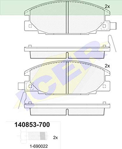 Icer Brakes 140853-700 Bremsbelagsatz, Scheibenbremse - (4-teilig)
