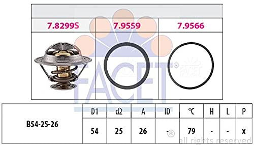 FACET 7.8299 Thermostat Kühlmittel Kühlwasserthermostat mit Dichtung 79°C Kompatibel mit RENAULT Master 2 Kasten FD 4500823 5000815791 KW 580 299