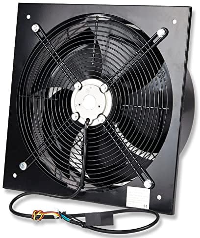 Industrial Ventilation Extractor Axial Exhaust Commercial Air Blower Fan (450mm / 18 Inches) Black (Heavy Duty Metal Without Speed Control Regulator)
