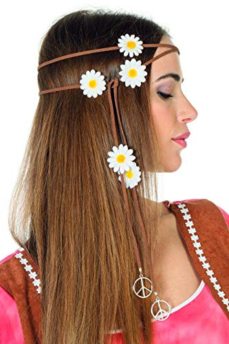 NEU Haarband braun, Peace & Blumen