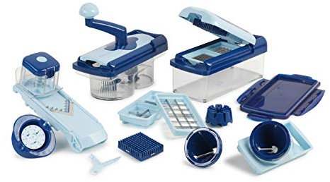 Genius Nicer Dicer Fusion Smart Set 23 Teile - Gemüseschneider & Spiralschneider zum Gemüse schneiden mit Twist, Slicer, Julietti aus TV-Werbung - Ideal als Chopper Gemüsehobel