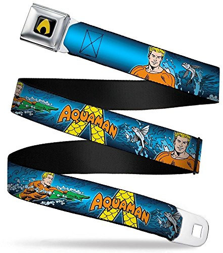 Buckle-Down Jungen Sicherheitsgurt Aquaman Kids Gürtel, Mehrfarbig, 2.5 cm/50-90 cm Weit Lang