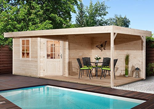 Weka 213.3030.40294 Premium-Saunahaus Salo 2 mit Elementsauna, Natur Unbehandelt, 338 x 646 x 237 cm