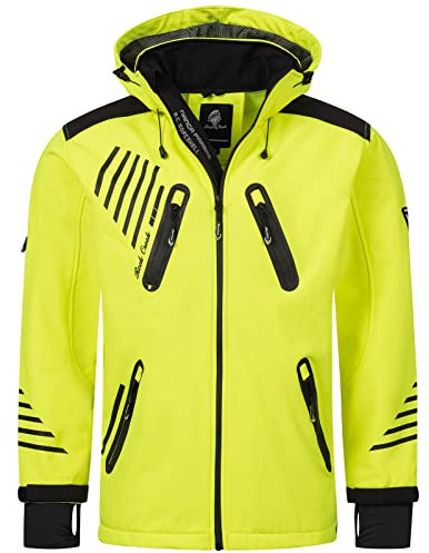 Rock Creek Herren Softshell Jacke Outdoorjacke Windbreaker Übergangs Jacke H-140 [Neonyellow M]