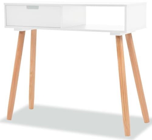 vidaXL Konsolentisch, massives Kiefernholz, 80 x 30 x 72 cm, Weiß