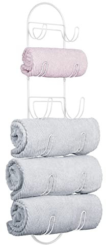 mDesign Handtuchhalter zur Wandmontage – Handtuchablage aus Metall – schickes Badzubehör – auch für das Gäste-WC geeignet – weiß