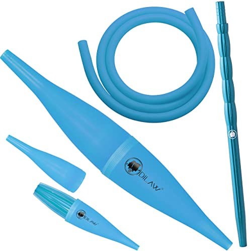 DILAW Shisha Ice Bazooka + Alu Mundstück + Silikonschlauch Set Kombinierbar mit Allen Handelsüblichen Schläuchen | Türkis