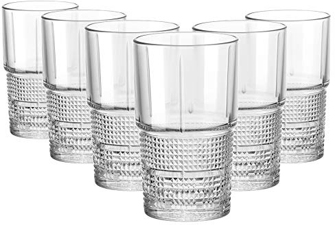 Bormioli Rocco Bartender Novecento Hiball Glasses 14.3oz / 405ml - Pack of 6 - Hiball Tumblers, Highball Glasses