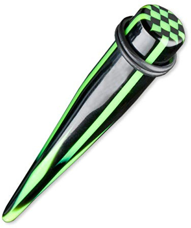 viva-adorno 1 Stück Expander Dehnstab Dehnungsstab Taper Karo Kariert Kunststoff Ohrpiercing 2-12mm EX11