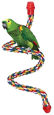 Bird Rope Perches, Bird Spiral Rope Perch, Cotton Parrot Swing Climbing Standing Toys Parrot Cage Toys(L)